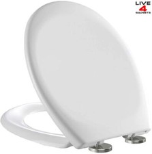 Toilet Seat Hinges Soft Close White Bathroom Oval Heavy Duty Universal Anti Slam