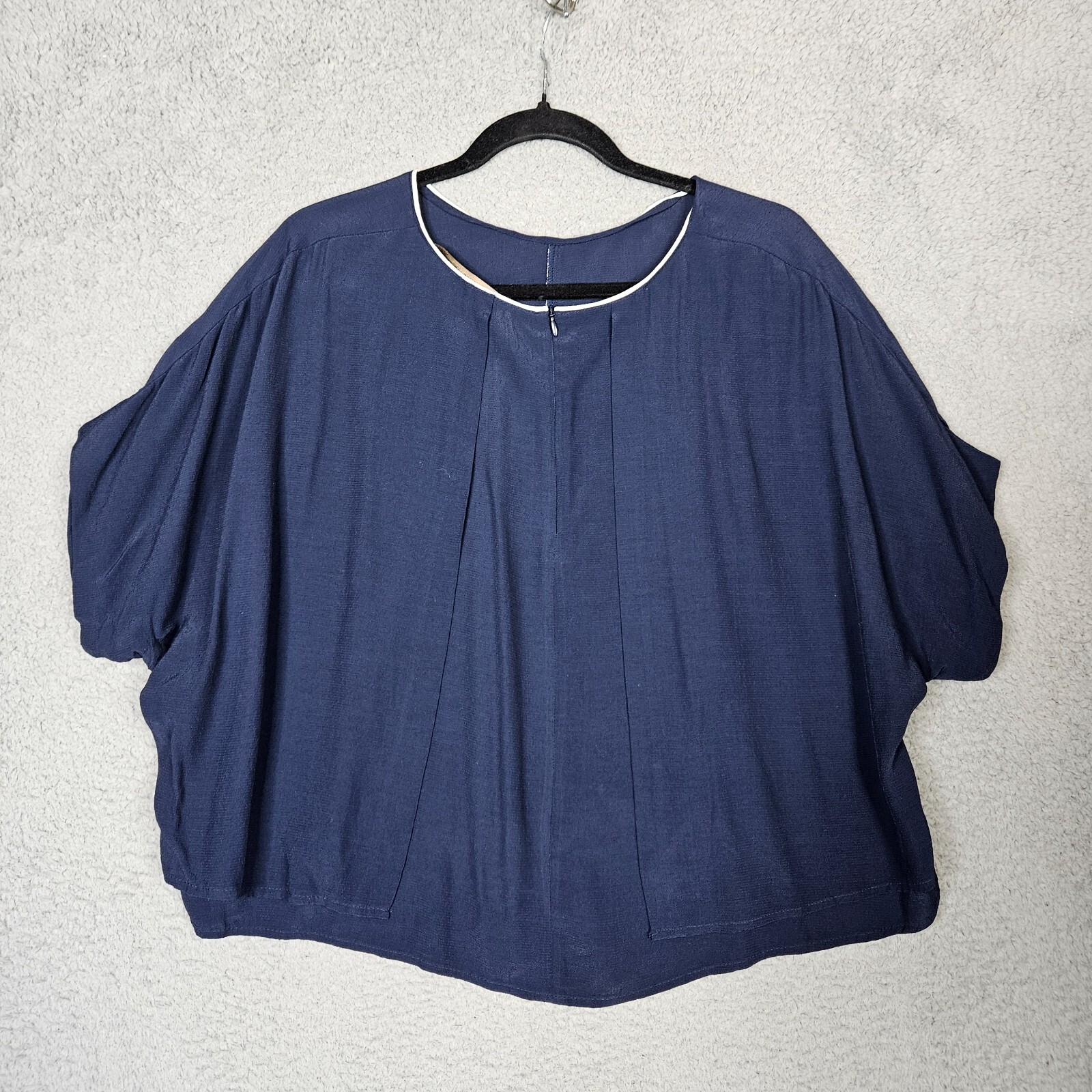 ZARA BASIC Women's Navy Round Neck Cropped Top Si… - image 1