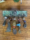 Vintage Kitty Cat Boho, Egyptian Pin Brooch Metal & Beads Costume Jewelry 80's