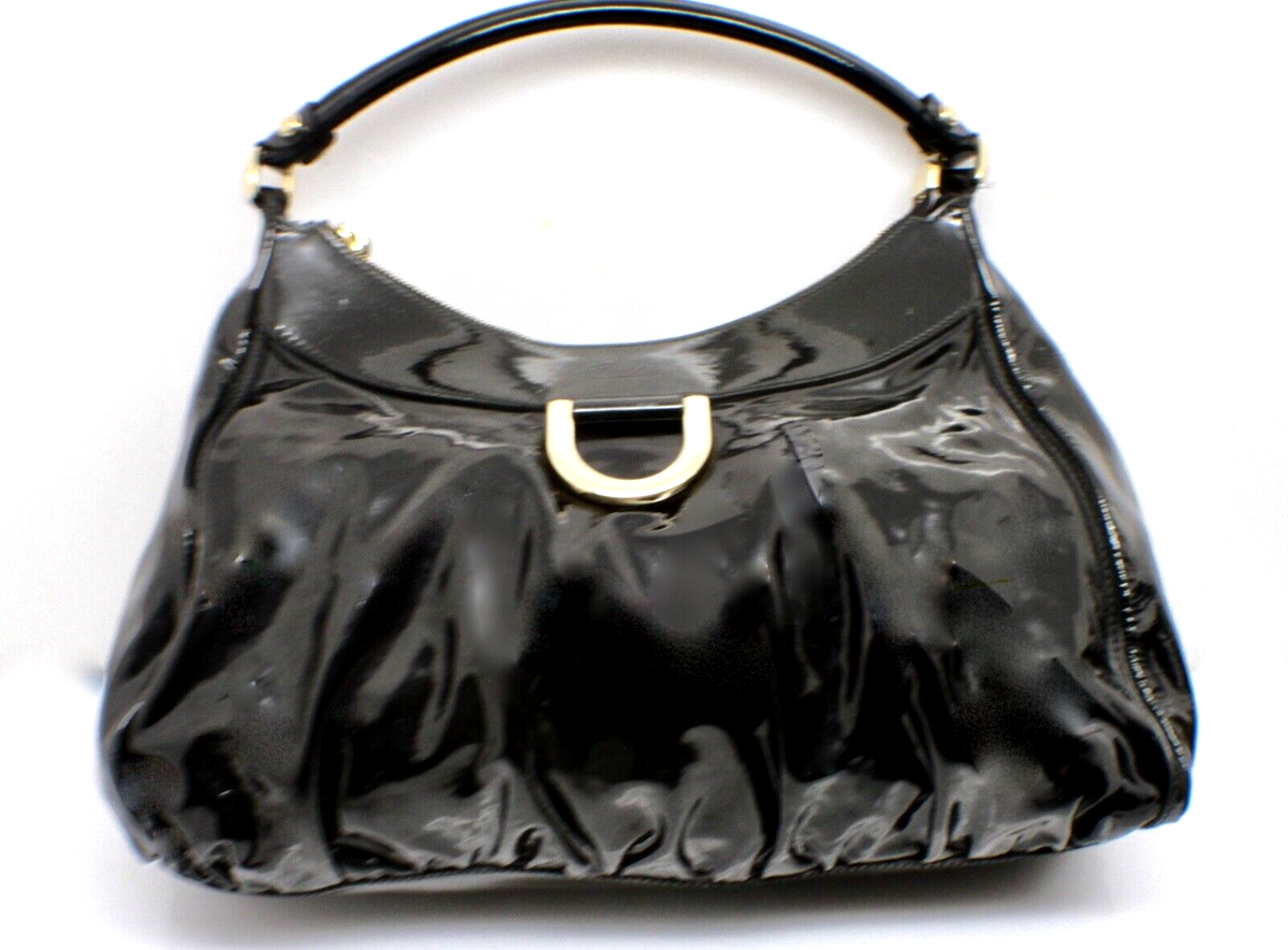 GUCCI アビー 黒 レザー ワンショルダー 189833 ホーボーバッグ Gucci Black Enamel Abby Patent Leather Shoulder Handbag 189833 | eBay