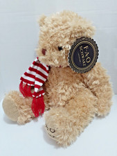 12" Sitting FAO Schwarz Christmas Teddy Bear with Scarf Very Soft Tag Attached