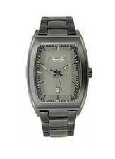 NEW KENNETH COLE SILVER TONE,STAINLESS STEEL BLACK BAND BRACELET WATCH-KC9092