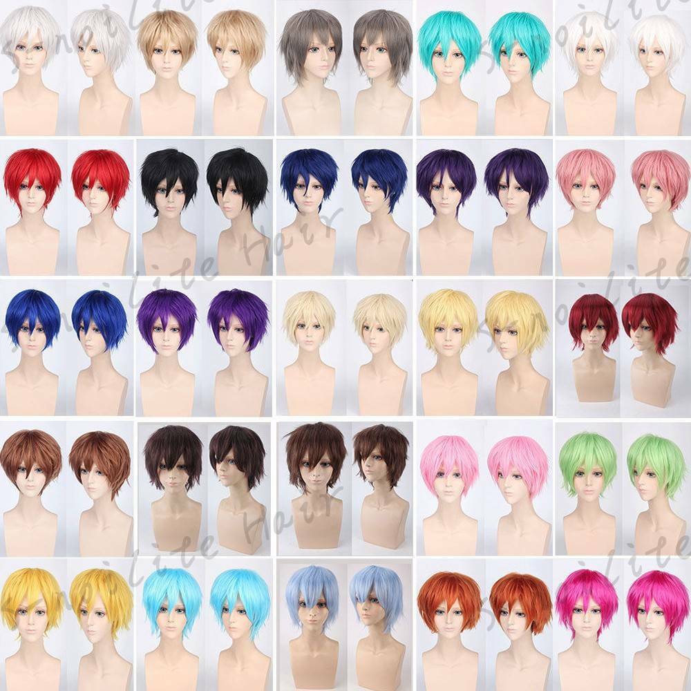 Unisex Men Boy Anime Cosplay Short Wig Straight Hair Party Full Wigs -momo  | Fruugo NO