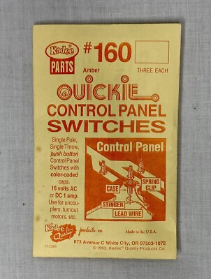 Kadee #160~Quickie Control Panel Switches~Amber~3 per Pack~NOS
