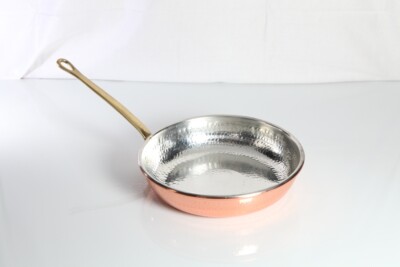 Küchenpfanne Kupfer verzinnt Koch mit Messinggriff Durchm. 23 cm