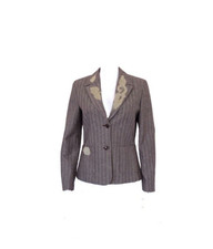 Max & Co Tweed Fitted Jacket Sz 42 Uk 10 Brown Lace Trim Blazer