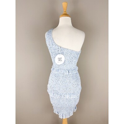 Princess Polly Eliza One Shoulder Florall Light Blue White Summer Dress NEW  6 | eBay