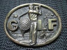 GOLF GOLFER BELT BUCKLE VINTAGE RARE GREAT AMERICAN BUCKLE CO. 1988 USA 