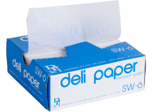 Dry Waxed Deli Paper 6" x 10.75" Sandwich Food Wrap 500 Sheets (DPI Type SW-6) - Afbeelding 1 van 8
