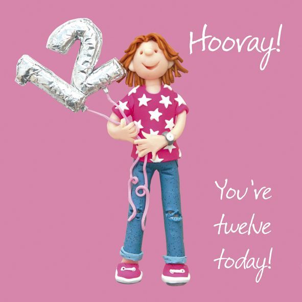 12th Female Birthday Card - Hooray Balloon One Lump Or Two Girl Quality