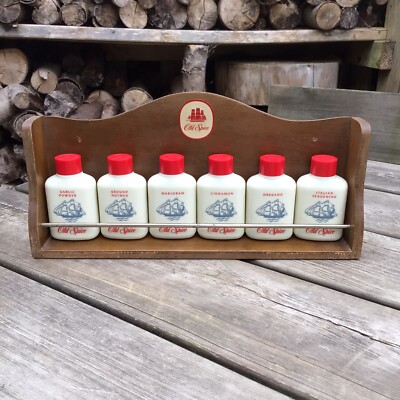 Selten Vintage Alt Gewürz Milch Glas Flasche Gewürzregal Set Knoblauch Muskat Majoran
