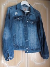 Womens Royalty For Me Distressed Blue Denim Jacket Size M/m 