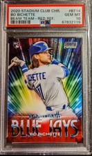 2020 Topps Stadium Club Bo Bichette RED Beam Team 5/5 PSA 10 GEM CHROME RC POP 1
