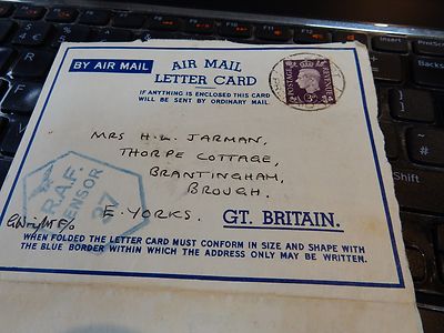 RAF 2. WW WÜSTENKAMPAGNENBRIEF VON F/O GEOFFREY WRIGHT NACH ABSTURZ 41 