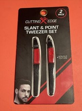 Cutting Edge Slant and Pointed Tweezer Set Xtreme Personal Care Non Slip Grip