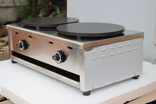 PreAsion Crepes Maker Commercial Pancake Fruit Machine Double Heads LP Gas
