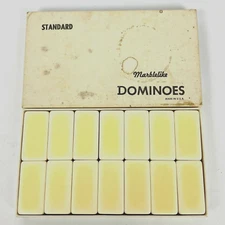 Purmeco Dominoes Marblelike Standard NO. 616  w/ Box & Instructions USA Made VTG