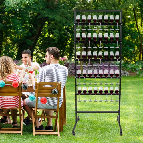 5-Tier Champagne Wine Glass Rack With Swivel Casters For Elegant Display - 第 20/21 張圖片