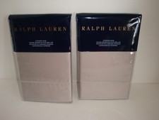 Ralph Lauren RL 624 Solid Sateen Standard Sham Pair Set Vintage Silver Hemstitch
