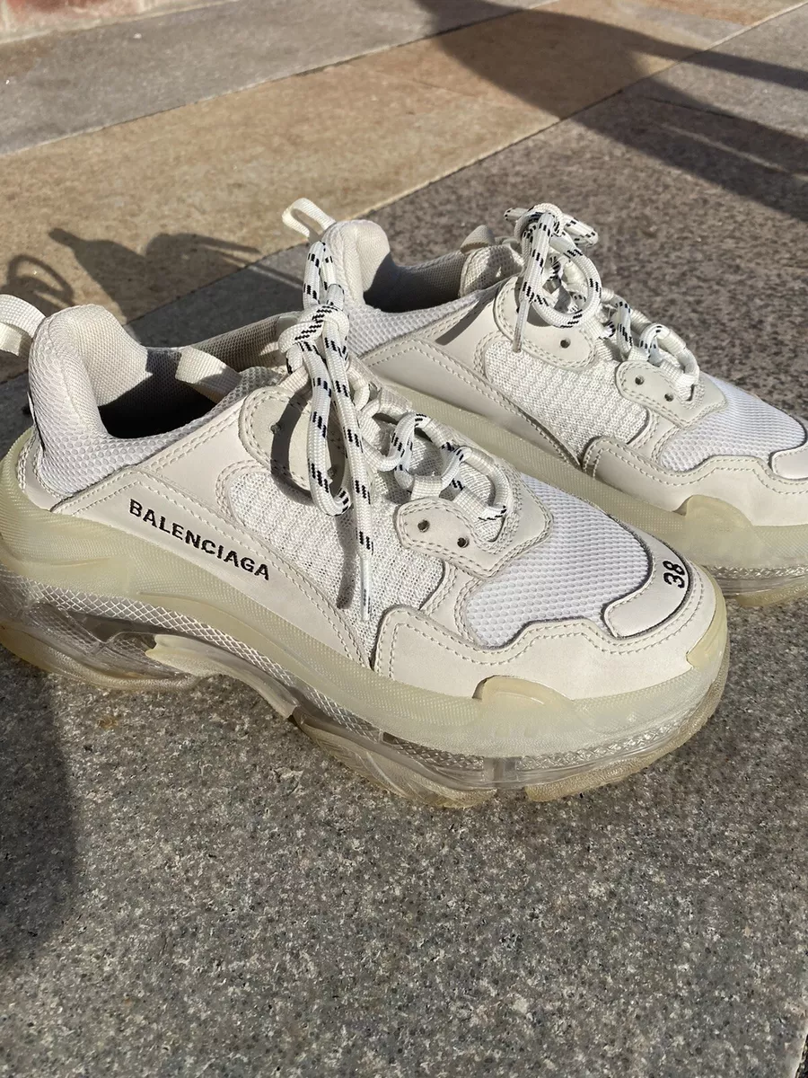 Womens Balenciaga Triple S Clear sole trainers / Size 5 38 / White Cream