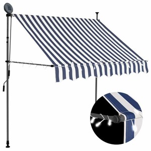 vidaXL Manual Retractable Awning with LED 78.7" Blue White Sunshade