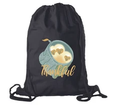 Thankful Baby Owls Drawstring Bags, Thanksgiving Cotton Bags, Gift Bag for Kids