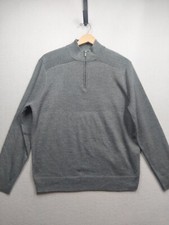 DOCKERS Knit Sweater Men  s Large Gray 1/4 Zip Long Sleeve Mock Neck Lightweight