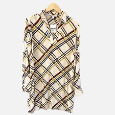 NWT Forever 21 Contemporary Cream Black Stripes Geometric Dress Size Large