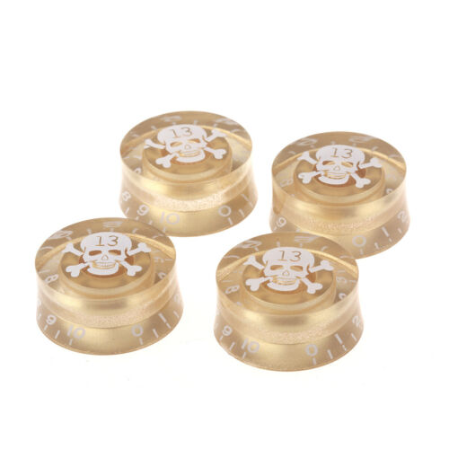 Musiclily 4Pcs Metric Plastic Speed Control Knob For LP White Skull Gold Body - Picture 1 of 3