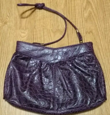 Vintage Purse Handbag Hand Bag Faux Leather Purple Reptile Skin - Super Clean