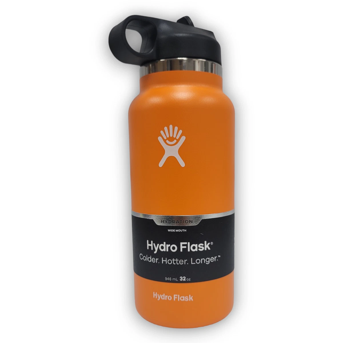 32oz Hydro Flask Water Bottle Stainless Steel Wide Mouth W/Straw Lid Orange