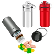 3 Packs Waterproof Aluminum Pill Fob Container, Nitro Bottle Holder Nitroglyc...