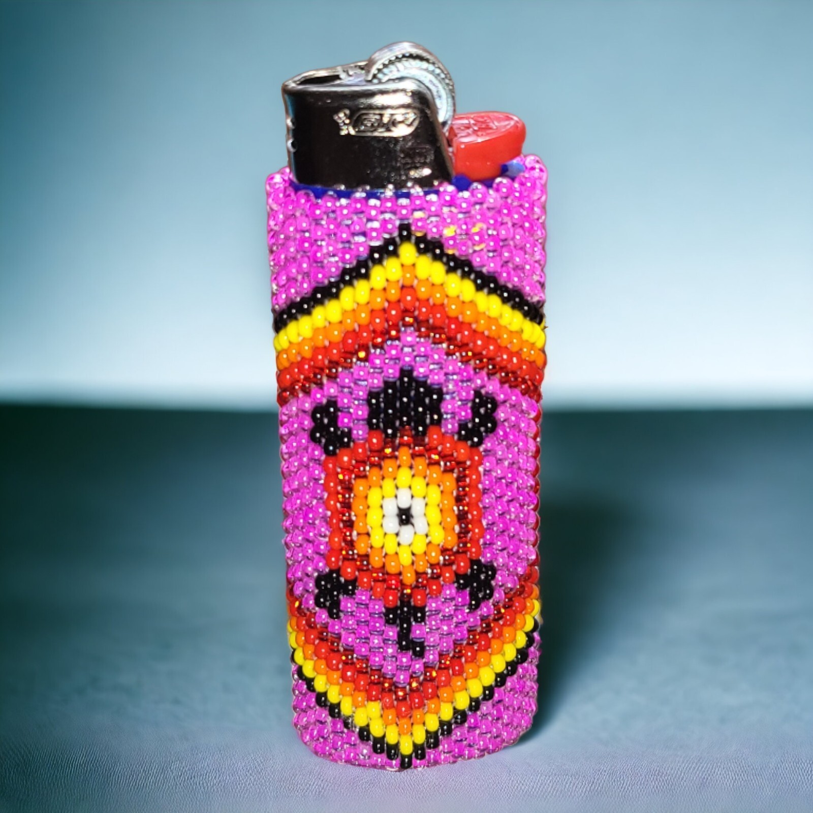 Hand Beaded Lighter Case Fits A Regular BIC Lighter Turtle Design