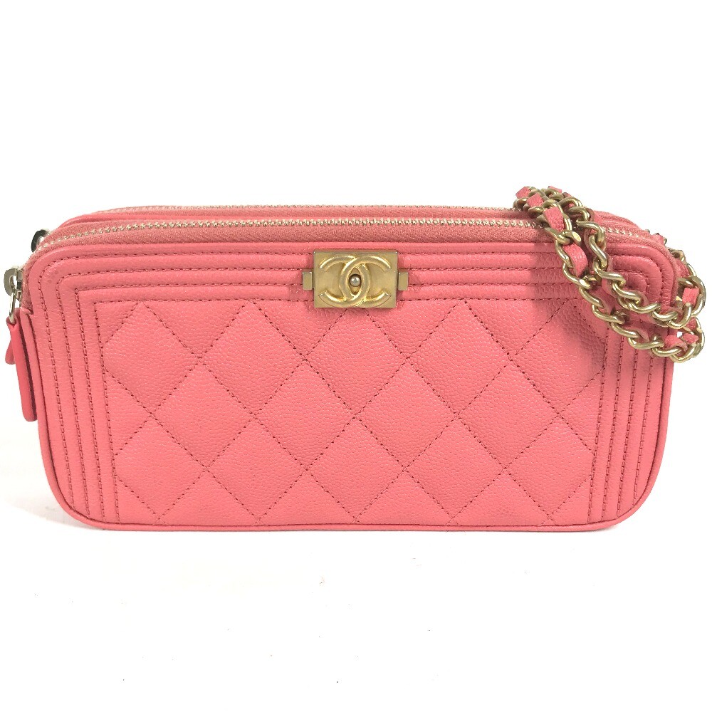 CHANEL A84069 Boy Chanel CC Mark Shoulder Bag Crossbody Long Wallet Shoulder Bag