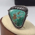 Sterling Silver Green Turquoise Ring Vintage Size 5.75