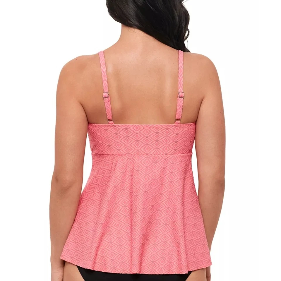 Camiseta sin mangas Swim Solutions para mujer rosa texturizada fluida con aros talla US 12 Foto 2 de 4
