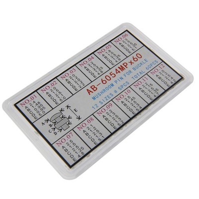60pcs Center Locking Pin Mushroom Head 12-Size Assortment for Watch Clasp Repair