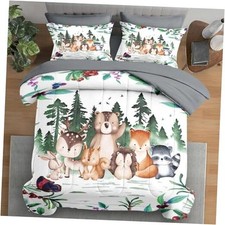 Comforter Set Size, Woodland Animal Bird 7 Pcs Bedding for Queen Cartoon Animal