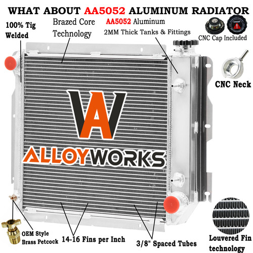 Radiatore In Alluminio 3 File Per Jeep Wrangler TJ YJ 1987-2006 | 2.4 2.5 4.0 4.2L | Prestazioni Racing