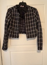 Cropped Black  White Tweed Jacket and Top- Women