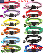 Cat Collar with Bell 12PACK Reflective Breakaway Adjustable Kitten PetSafety Set