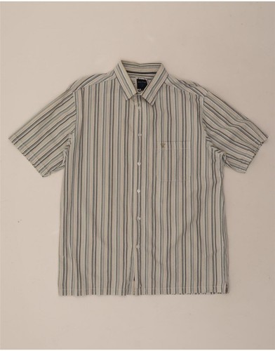 Pringle of Scotland, JAMES PRINGLE Mens Short Sleeve Shirt Large Grey Striped DI08