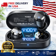 TOZO T12 Wireless In-Ear Earbuds Digital LED Display Headphones IPX8 Waterproof