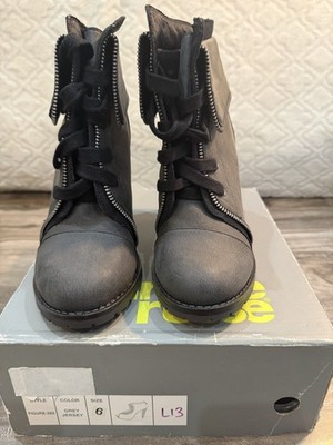 Charlotte Russe Boot Leather Grey Lace Up Women's Size 7