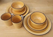 Gibson Select 2 each Mug Salad Cereal Bowl Lunch Plate Dinner Plate 8 Pc Yellow