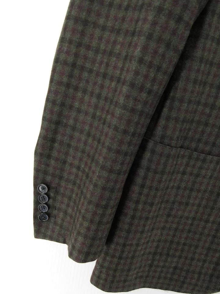 Abrigo Deportivo Brioni Hombre 40 Verde Borgoña Blazer Lana Cachemira Seda Lujo Cuadros Foto 3 de 4