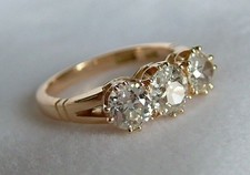3.27Ct Vintage Art Deco Style Round Lab Created Diamonds Ring 14K Yellow Gold FN