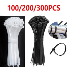 100/200/300Pcs Heavy Duty UV Resistant Nylon Cable Ties 8-Inch