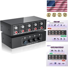 Compact 4-Port Stereo Audio Selector - RCA & 3.5mm Bi-Directional Switch