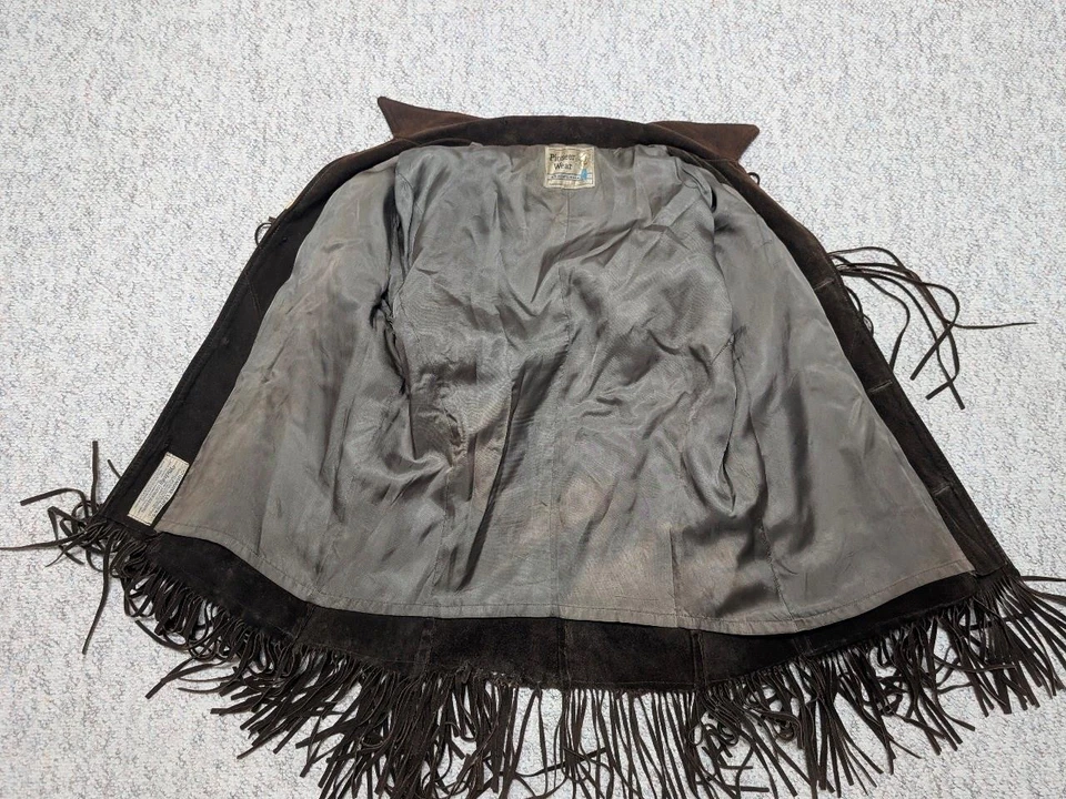 Chaqueta vintage PIONEER WEAR cuero FRINGE 40 cuero de vaca Western piel de ciervo gamuza rrl Foto 3 de 4